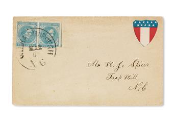 (MILITARY--CIVIL WAR--PATRIOTIC COVERS--CONFEDERATE.) Pair of rare postal labels.